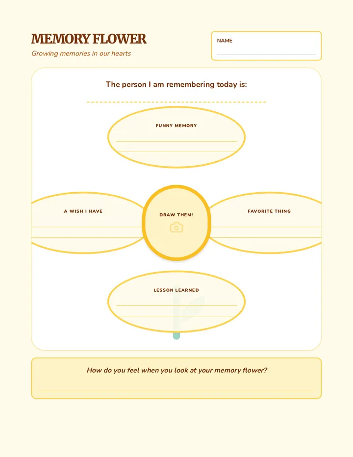 Memory Flower Activity Sheet