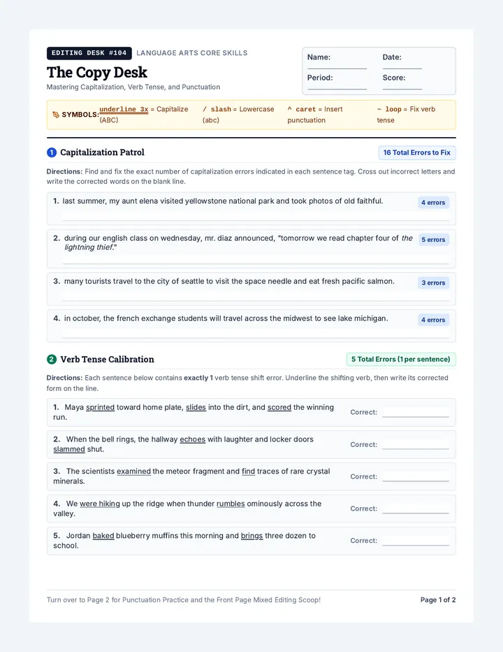 Copy Desk Worksheet