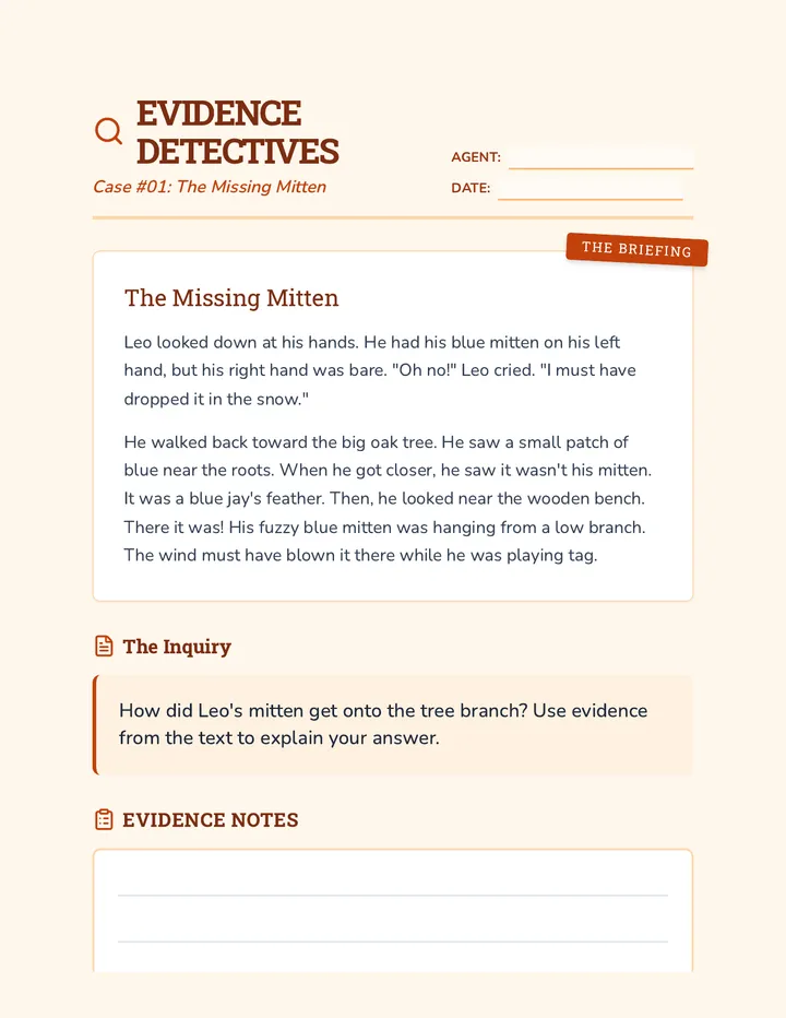 Mitten Mystery Worksheet