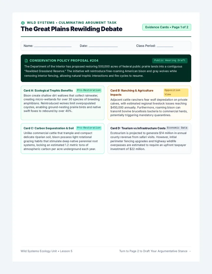 Rewilding Argument Worksheet