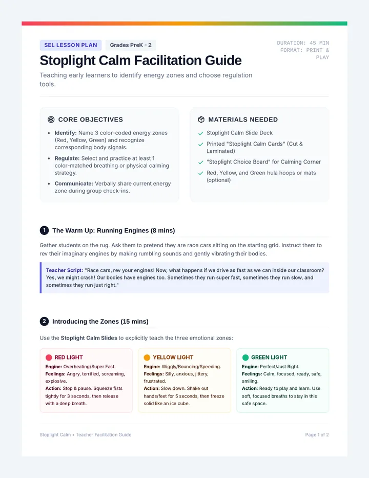 Stoplight Calm Teacher Guide