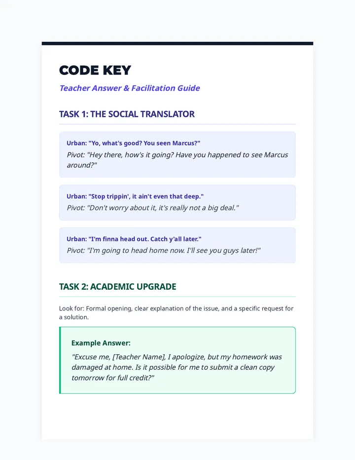Code Key Answer Guide