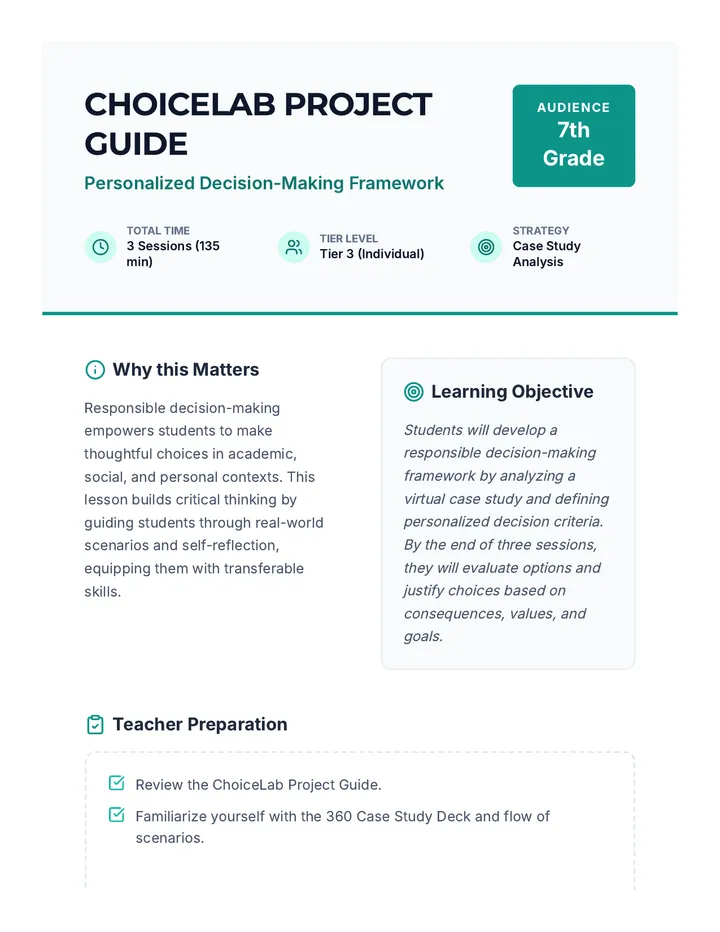 ChoiceLab Project Guide Lesson Plan