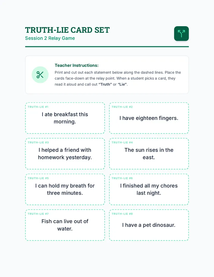 Truth-Lie Card Set Activity Cards