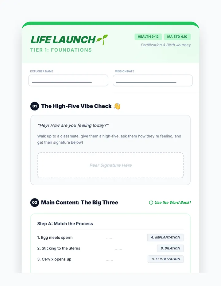 Life Launch Foundations Worksheet