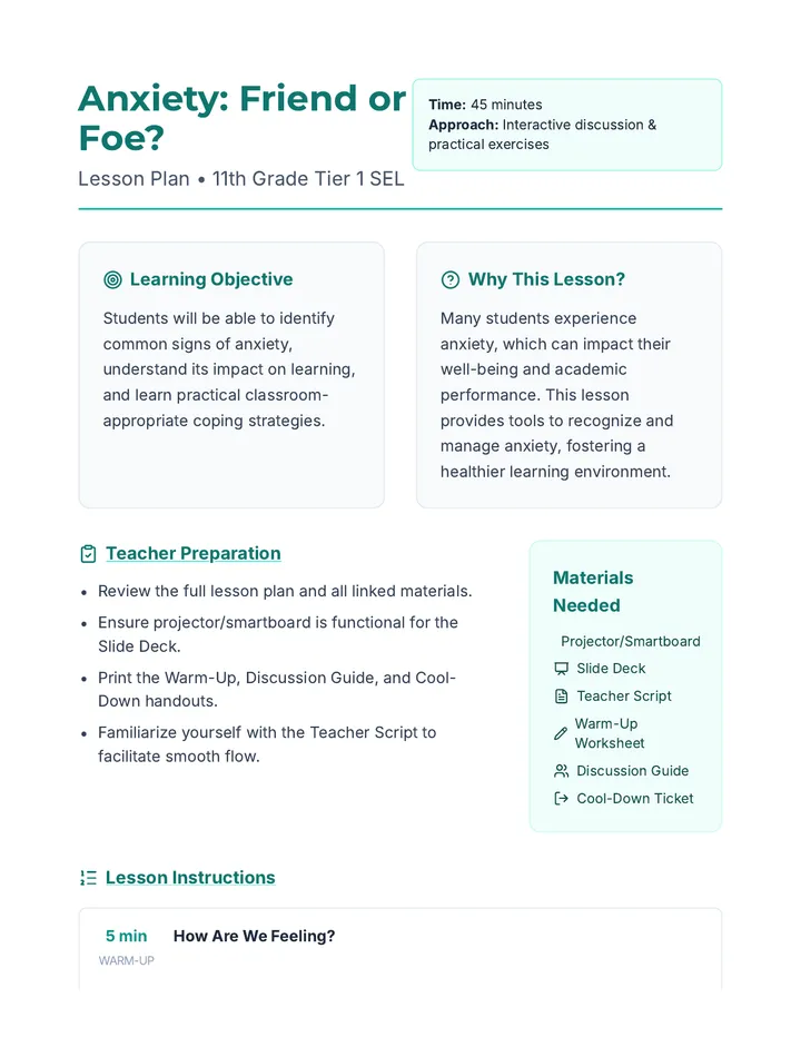 Anxiety Lesson Plan Document