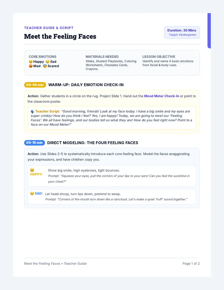 Feeling Faces Teaching Script