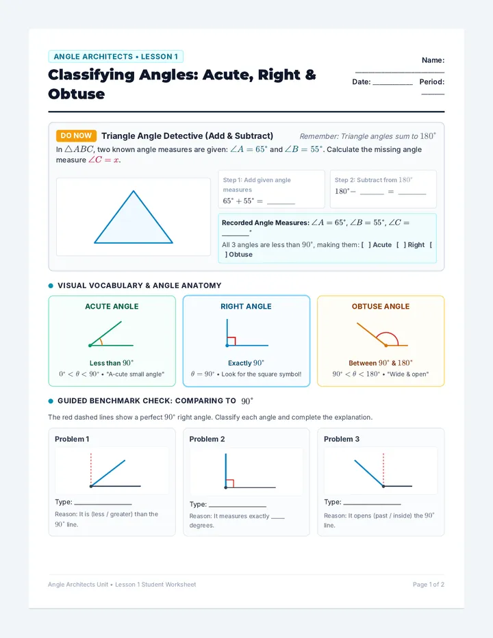 Angle Types Worksheet