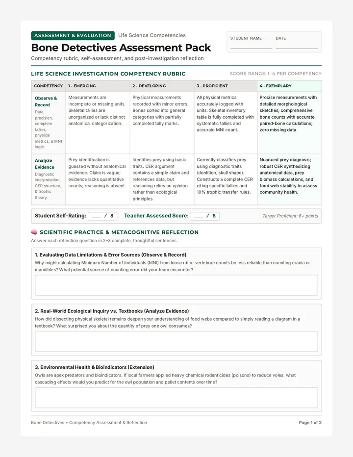Bone Detectives Assessment Pack