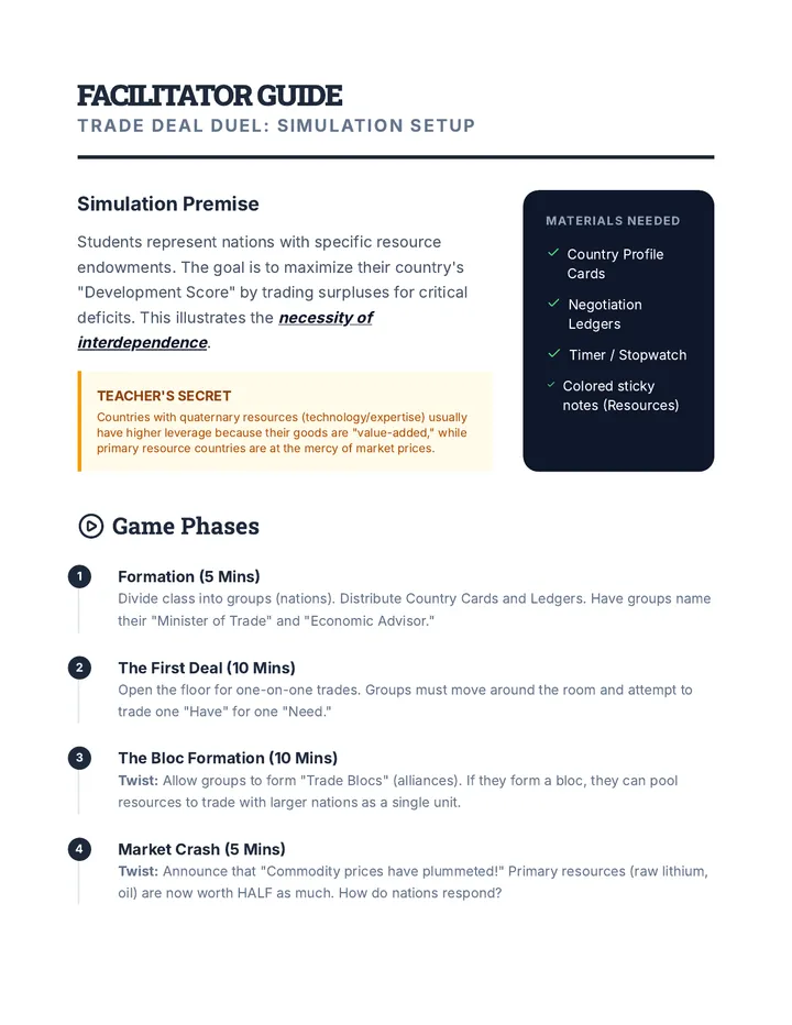 Trade Simulation Facilitator Guide