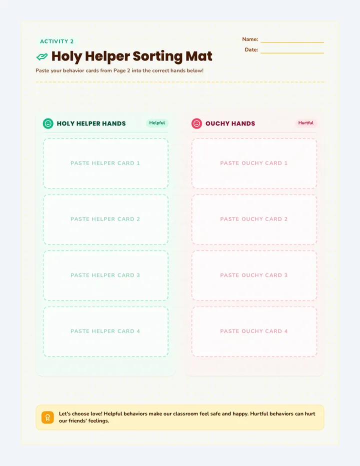 Holy Helper Behavior Sort Game