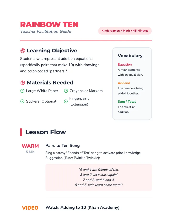 Rainbow Ten Teacher Guide