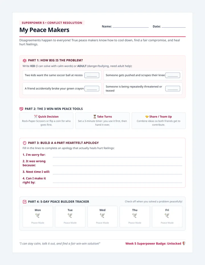 Peace Makers Workbook Page