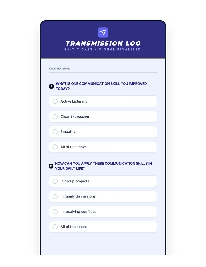 Transmission Log Exit Ticket