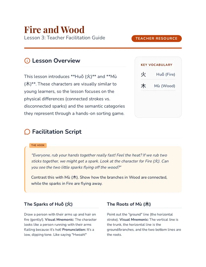 Fire and Wood Teacher Guide