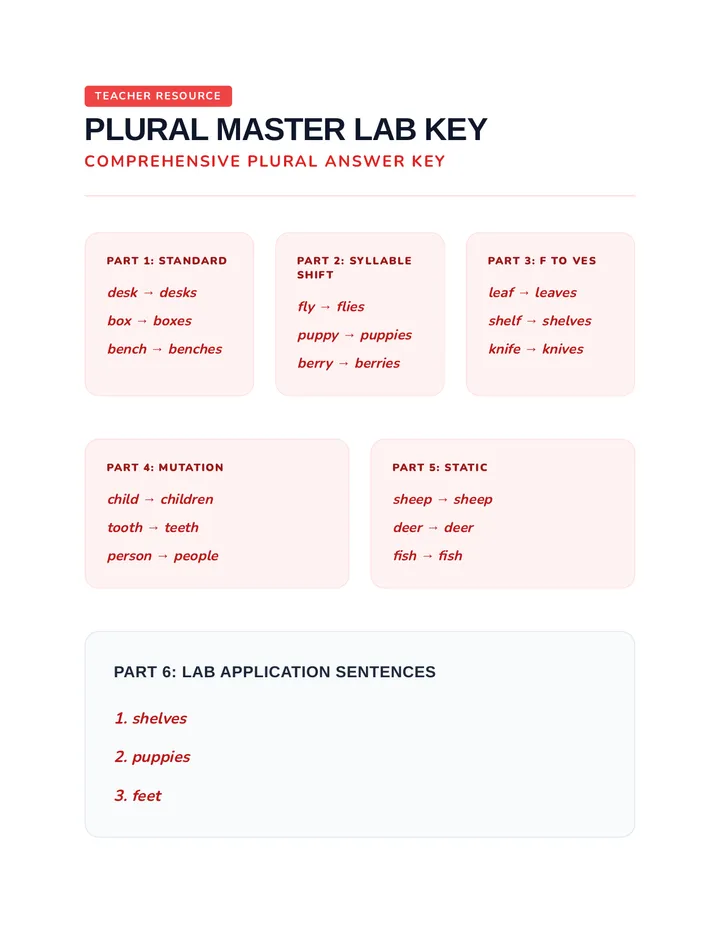 Plural Master Lab Answer Key