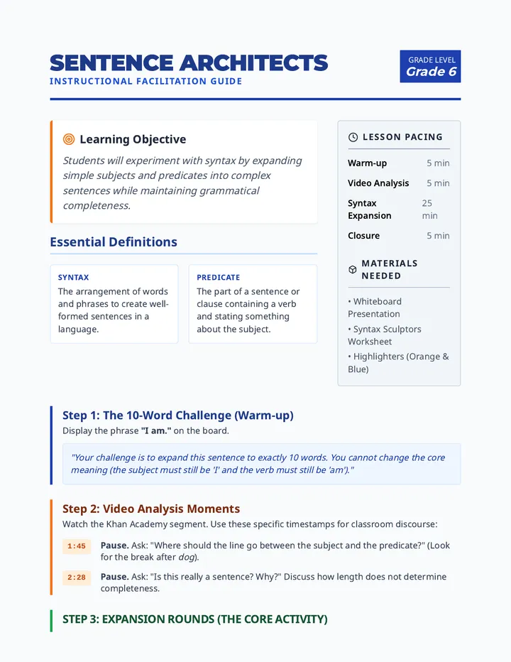 Blueprint Builders Teacher Guide