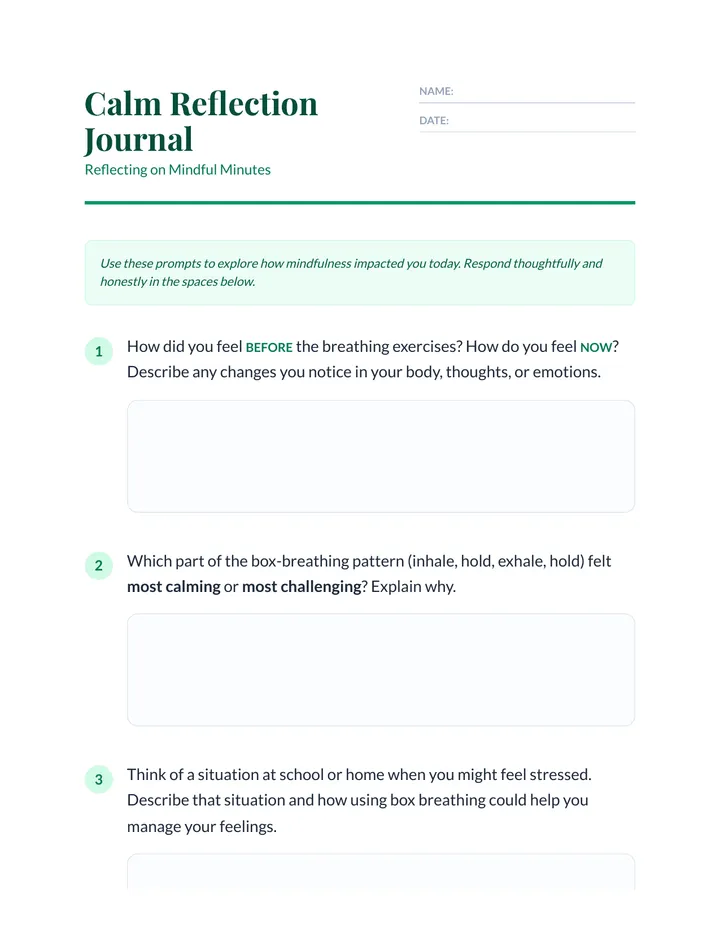 Calm Reflection Prompts Journal