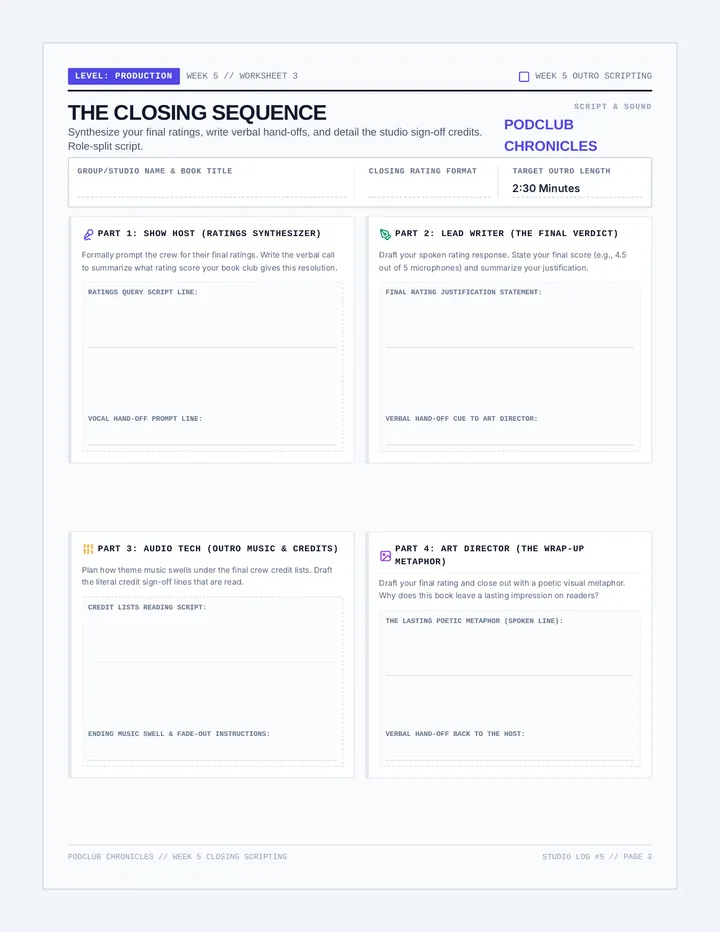 Podcast Outro Worksheet