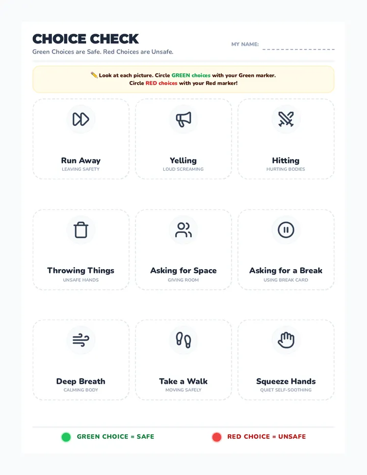 Safety Choice Check Worksheet