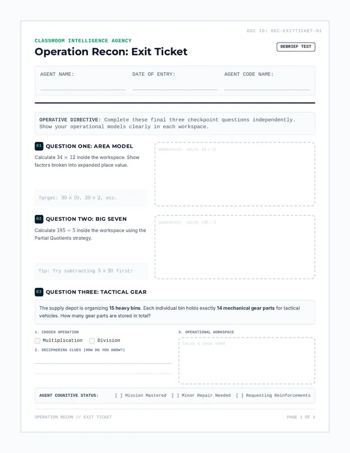 Operation Recon Exit Ticket