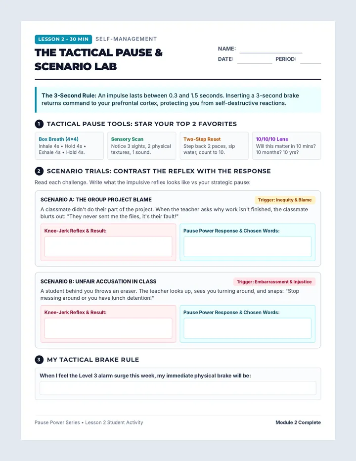 Tactical Pause Worksheet