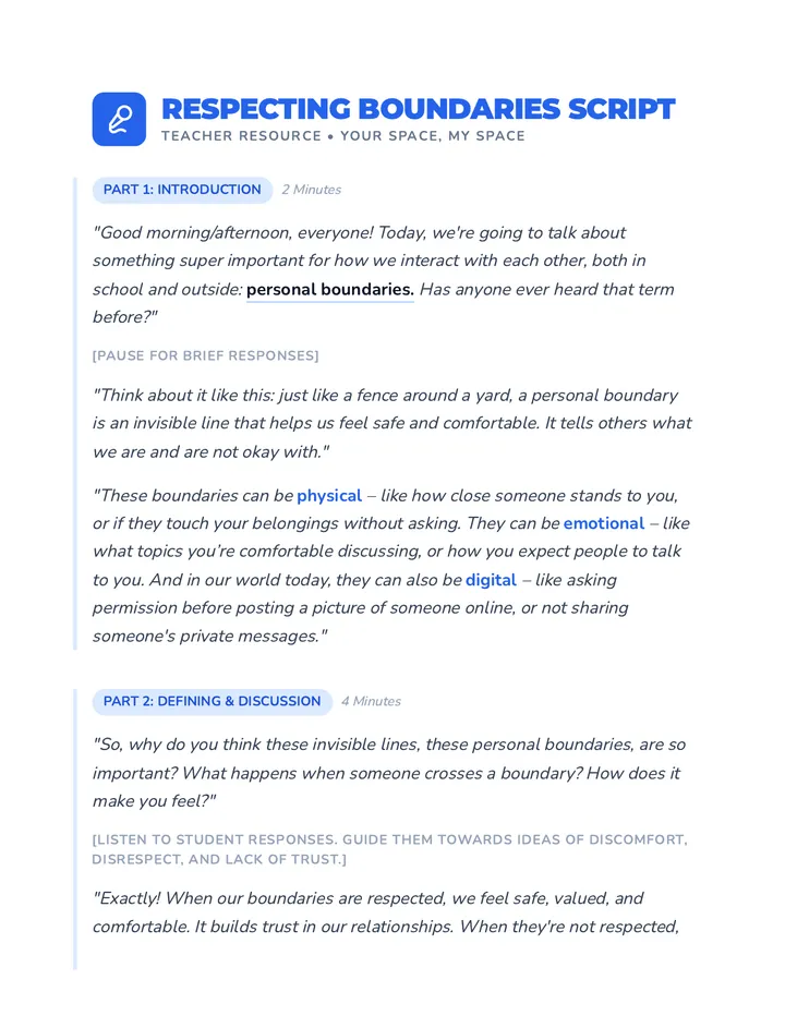 Respecting Boundaries Script