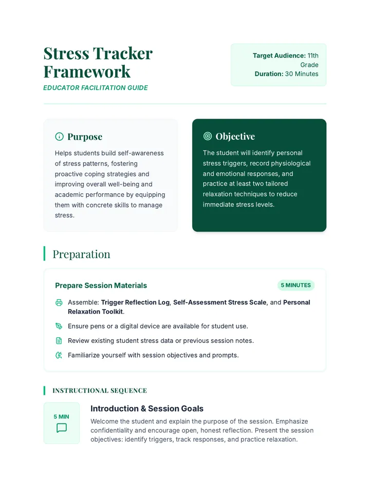 Stress Tracker Framework Lesson Plan