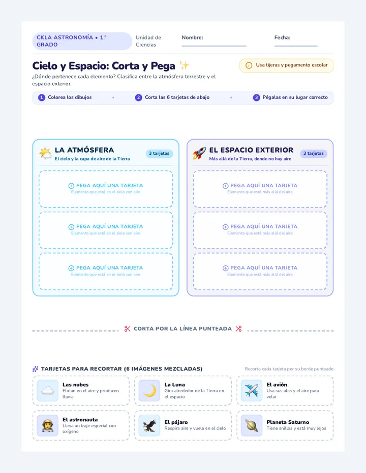 Mundo Espacial Activity Worksheet