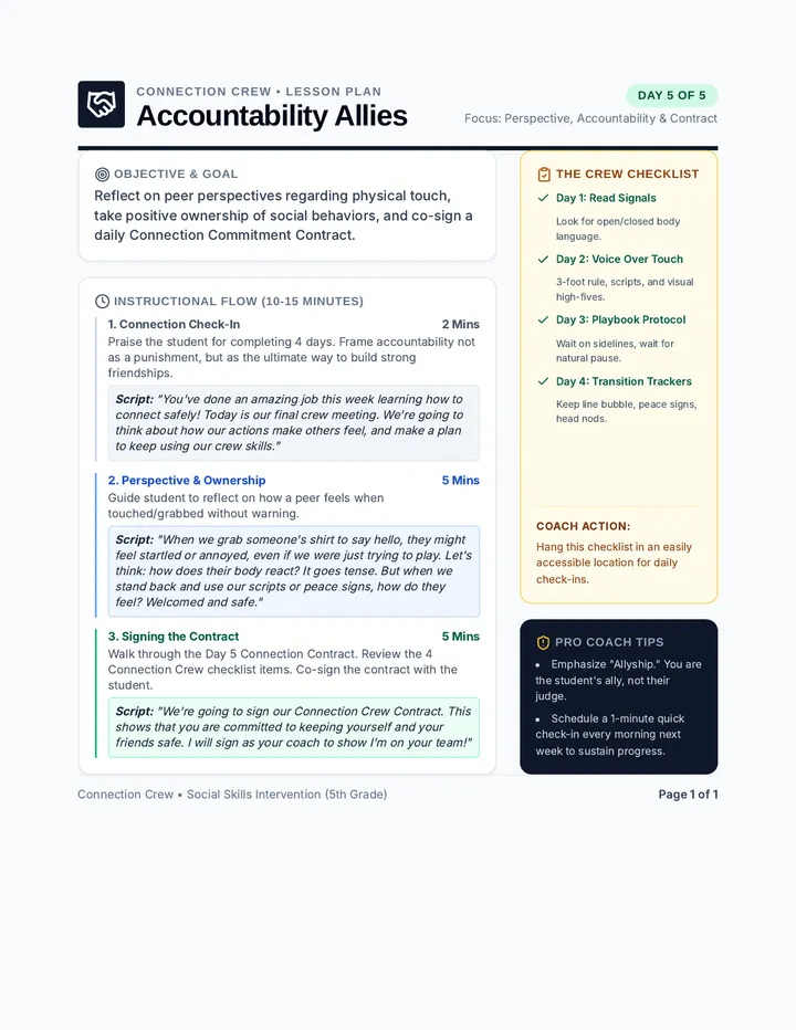 Accountability Allies Lesson Plan