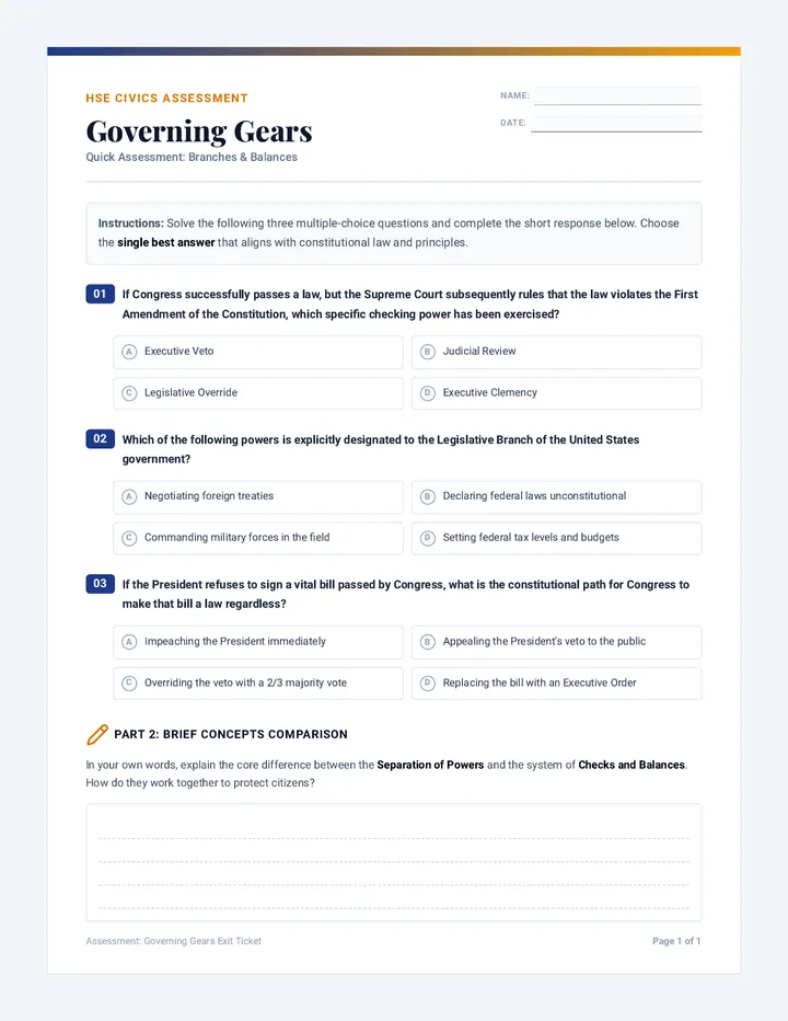 Governing Gears Exit Ticket