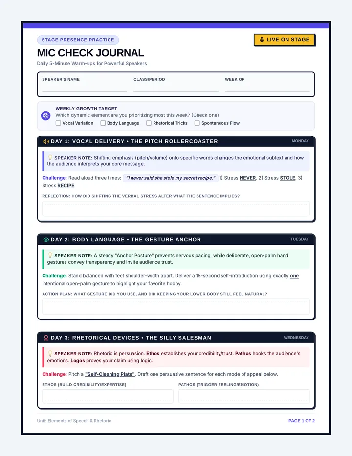Mic Check Warmup Sheet