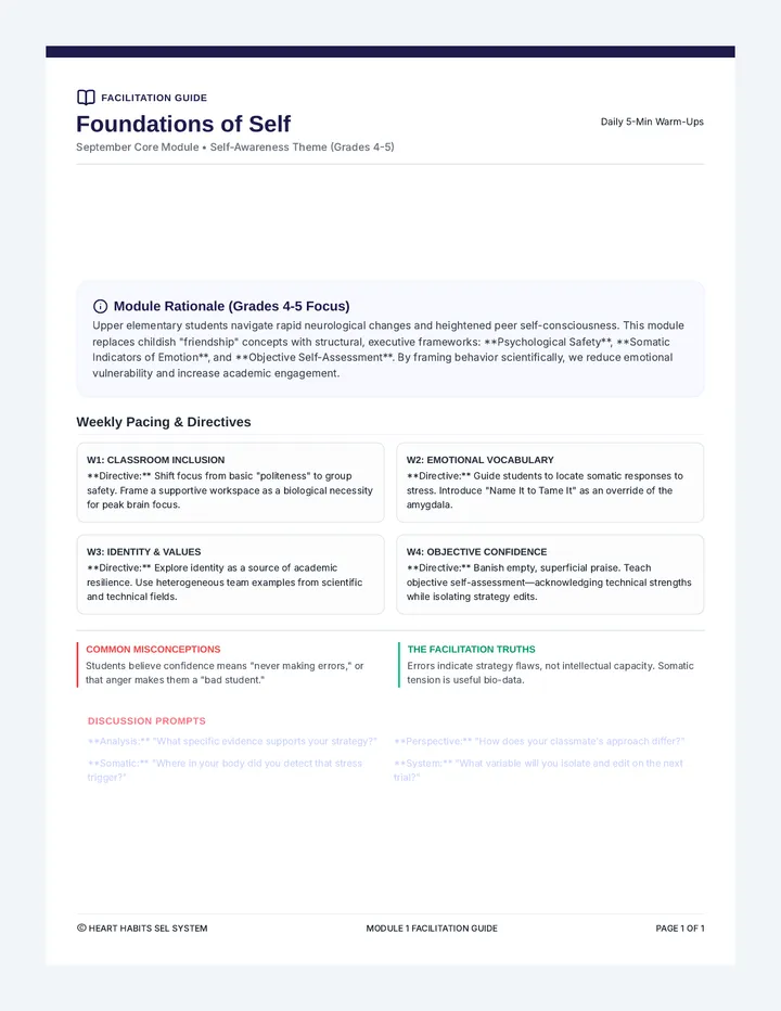 Self Foundations Teacher Guide
