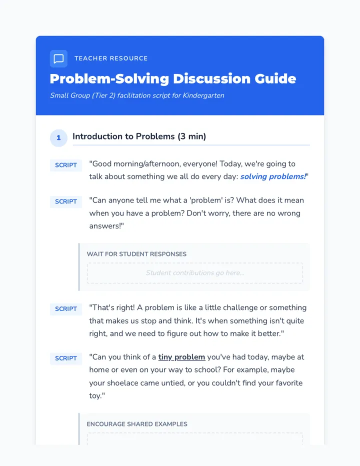Problem Solving Discussion Guide