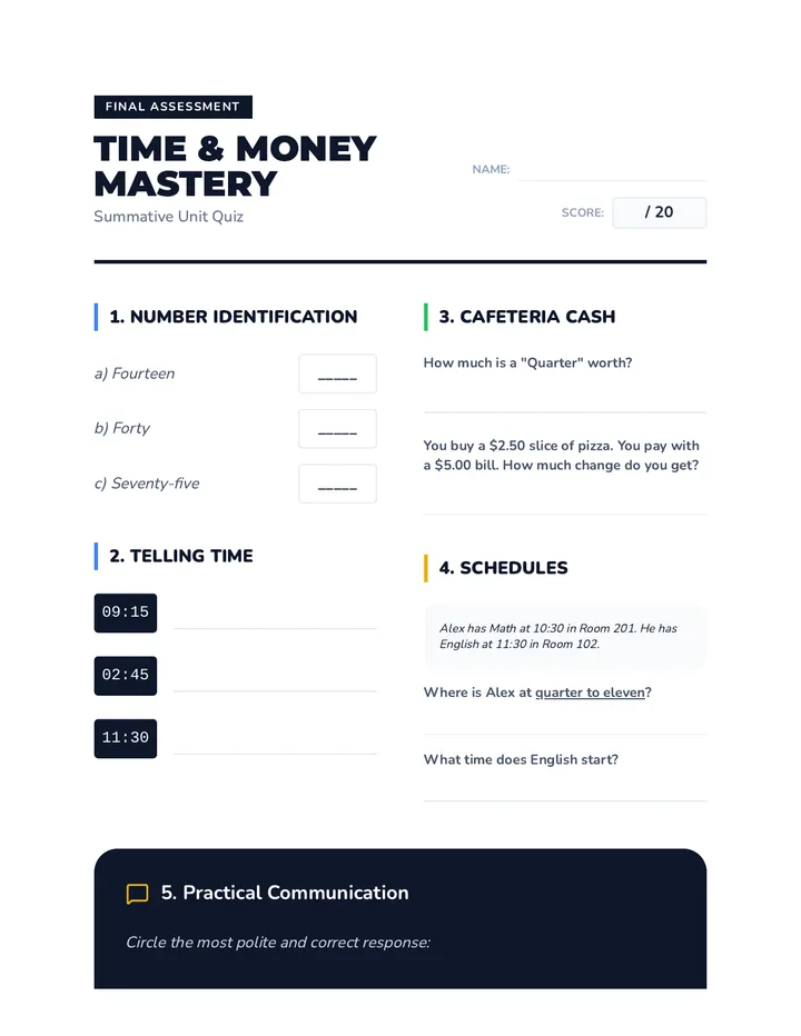Time Money Quiz