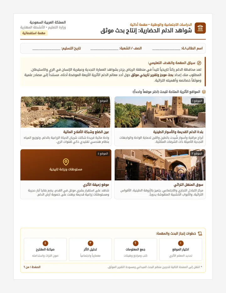 شواهد الدلم مهمة أدائية