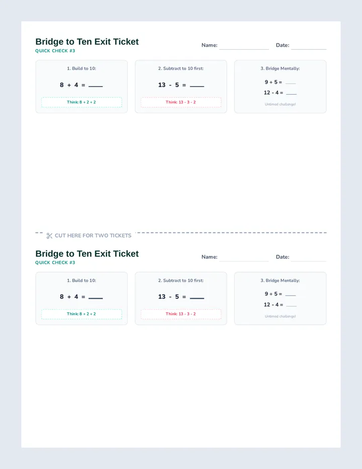 Bridge to Ten Exit Ticket