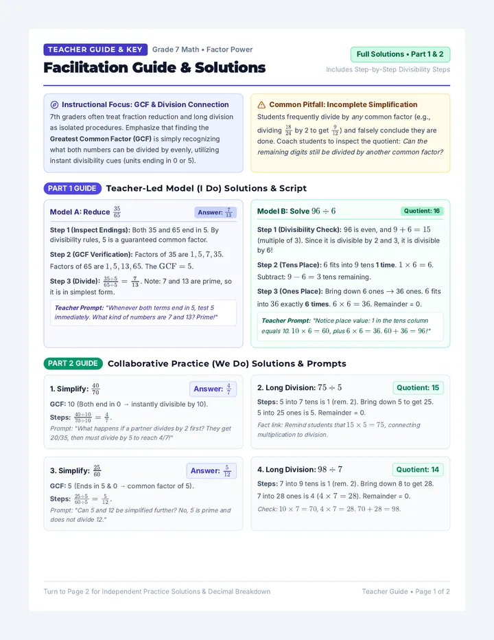 Factor Power Answer Key