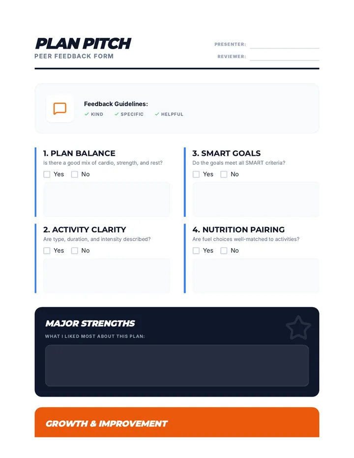 Plan Pitch Feedback Form