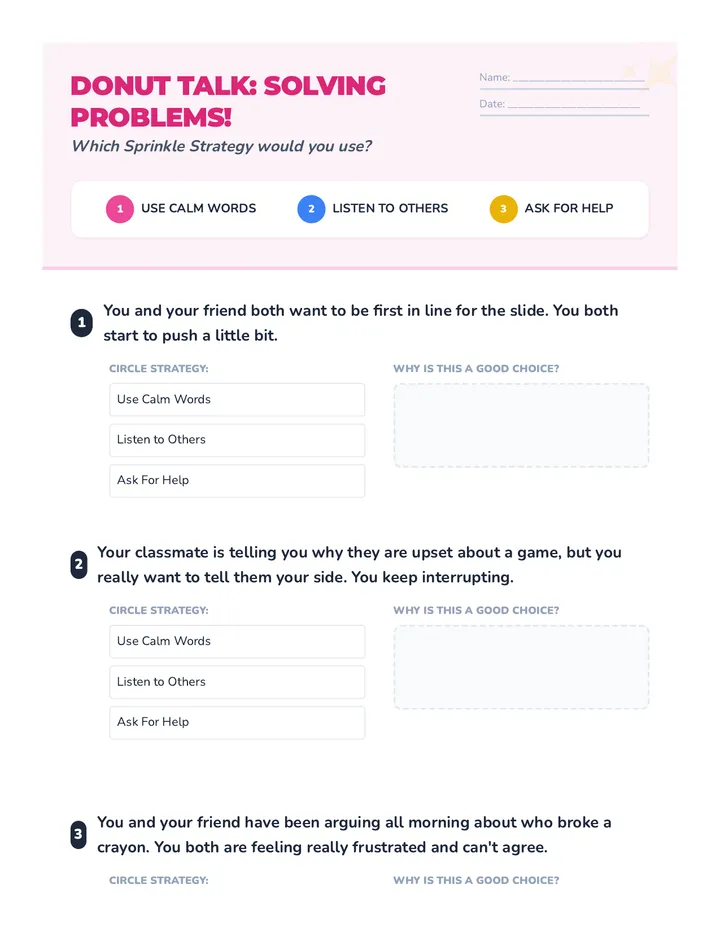 Donut Talk Worksheet