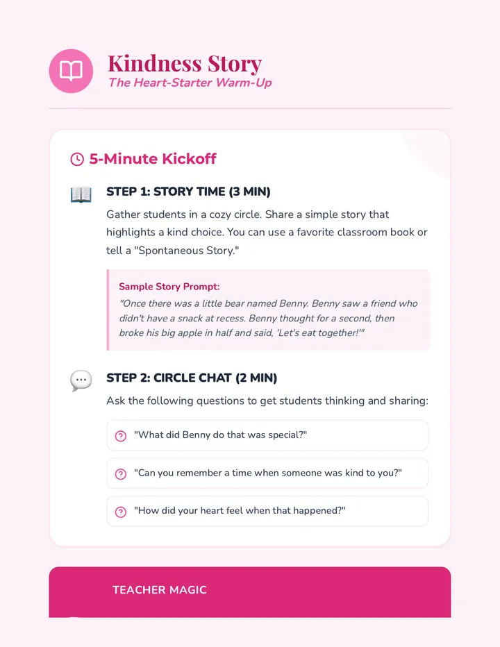 Kindness Story Warm Up Activity