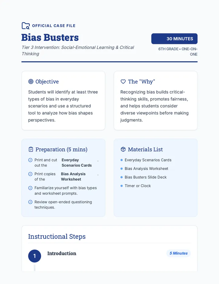 Bias Busters Lesson Plan