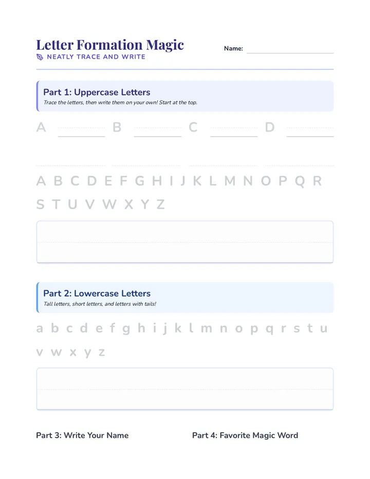 Letter Formation Worksheet