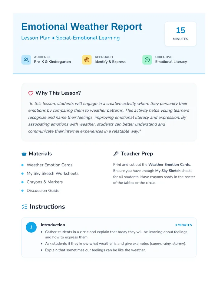 Emotional Weather Lesson Plan