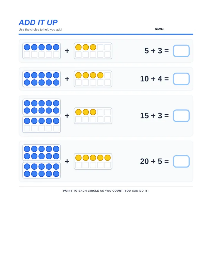 Add It Up Worksheet