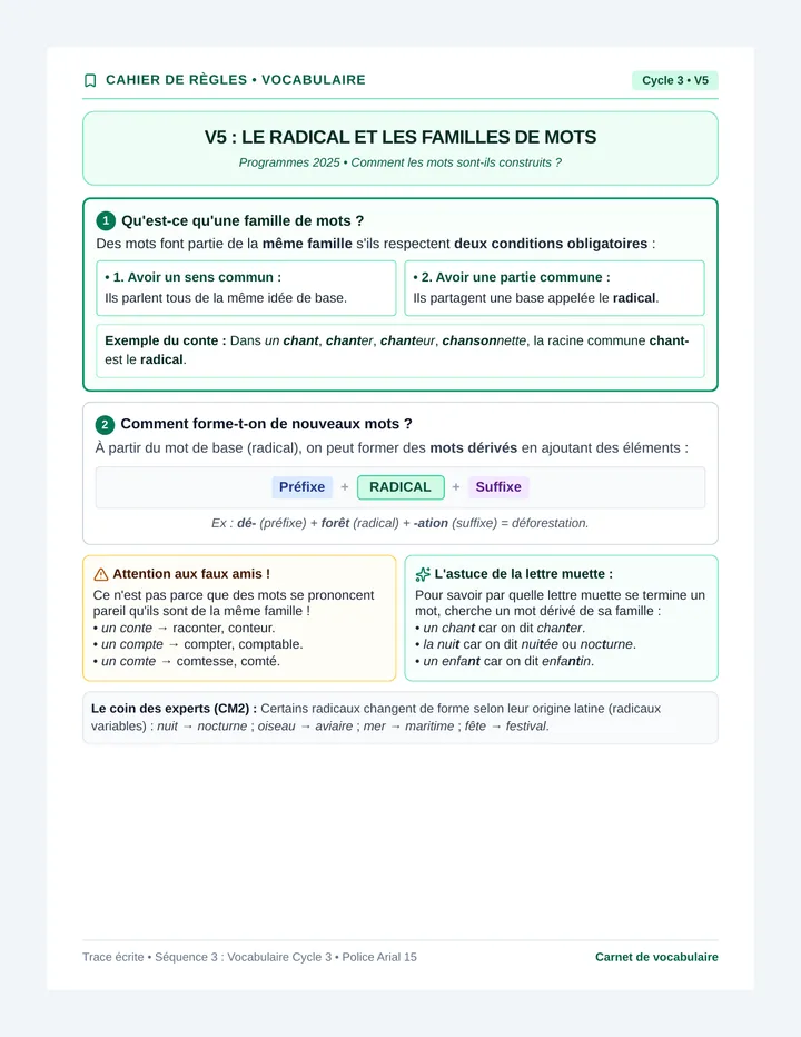 Chouette Vocabulaire Trace Ecrite