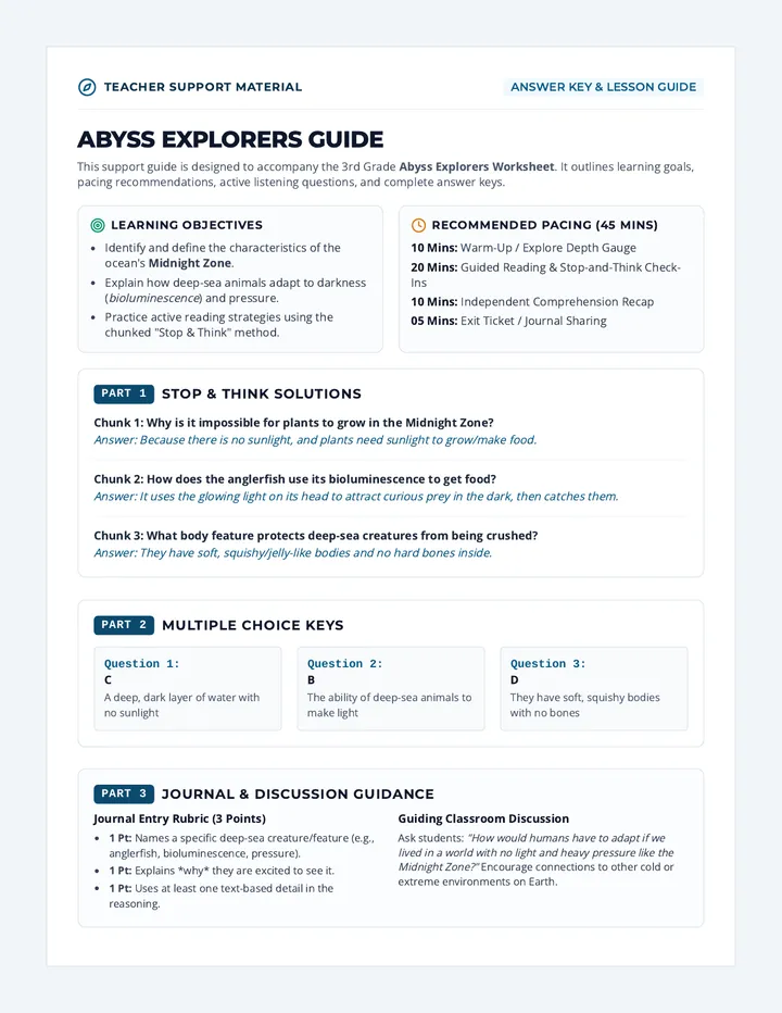Abyss Explorers Teacher Guide