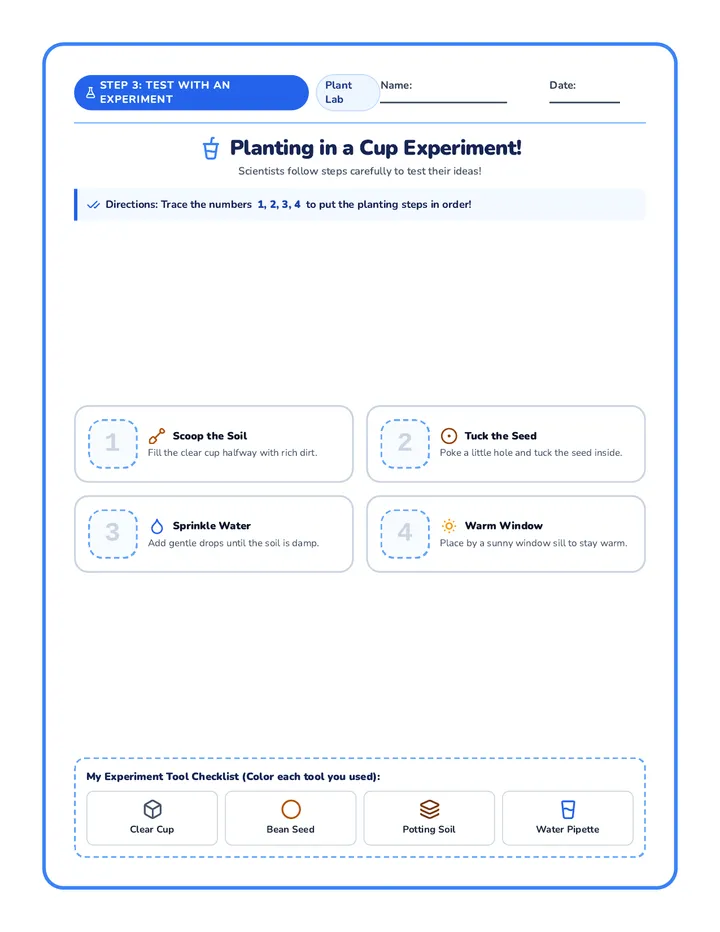 Plant Planting Experiment Worksheet