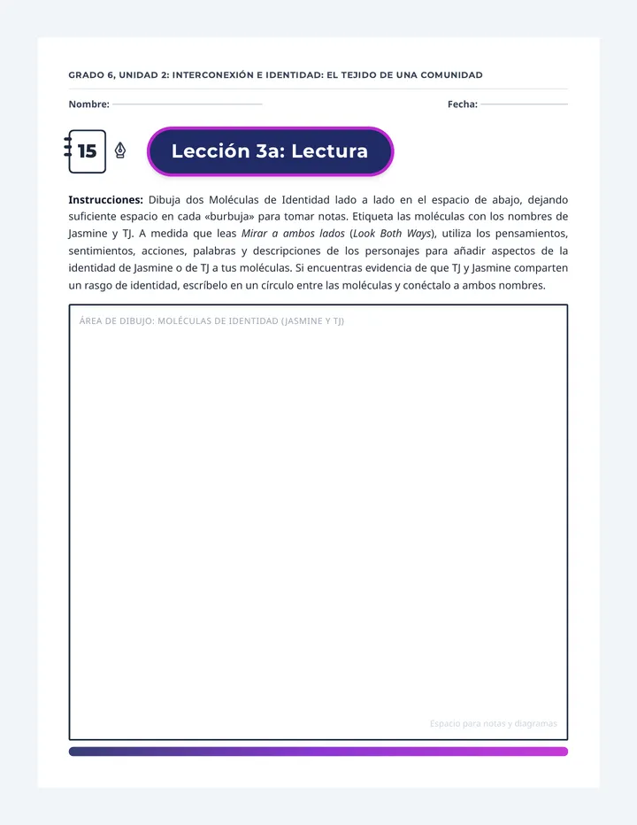 Moléculas de Identidad Hoja de Trabajo
