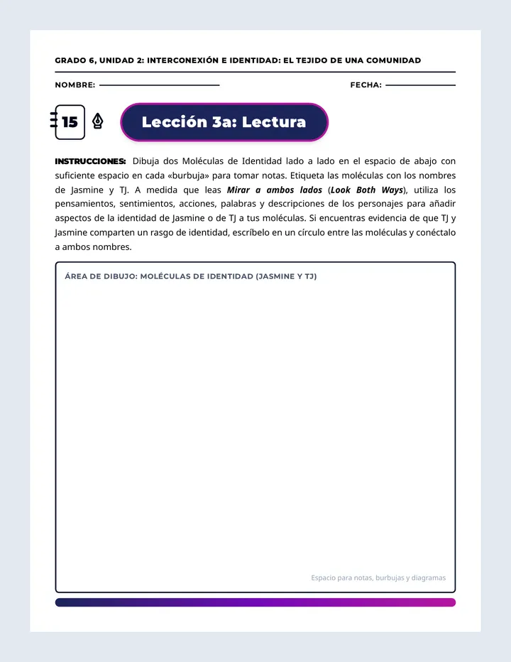 Moléculas de Identidad Hoja de Trabajo